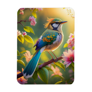 Groen Gehoornde Teal Gevleugelde Fantasie Vogel Magneet