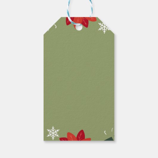 Groen geïllustreerd Kerstmis Cadeaulabel (Achterkant)