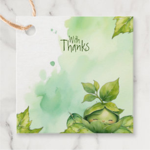 Groen geïllustreerd Natuur Baby shower Bedankjes Labels