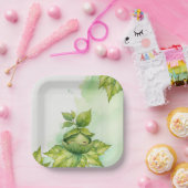 Groen geïllustreerd Natuur Baby shower Papieren Bordje (Feest)