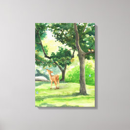 Groen Geïllustreerde Natuur Paint Canvas Print