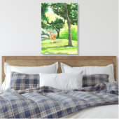 Groen Geïllustreerde Natuur Paint Canvas Print (Insitu (Slaapkamer))