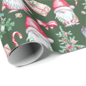 Groen Geïllustreerde Waterverf Achtergrond Kerstmi Cadeaupapier (Rol Hoek)