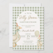 Groen Gekke Gans Baby shower Kaart (Voorkant)