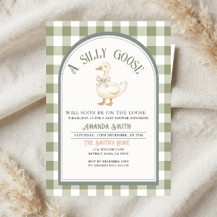 Groen Gekke Gans Baby shower Kaart