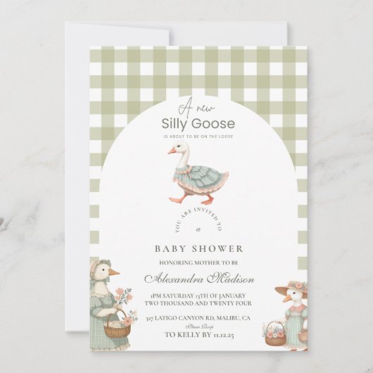  Groen Gekke Gans Baby shower Kaart (Voorkant)