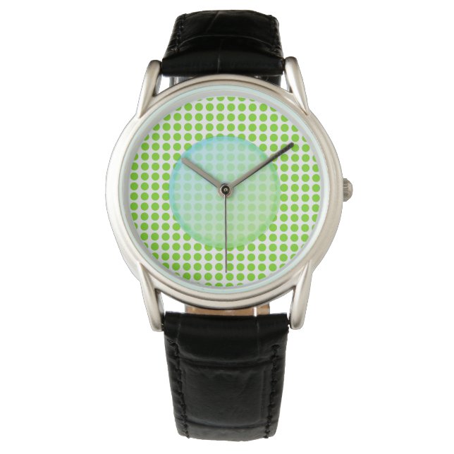 Groen gekleurd pokadot. horloge (Voorkant)