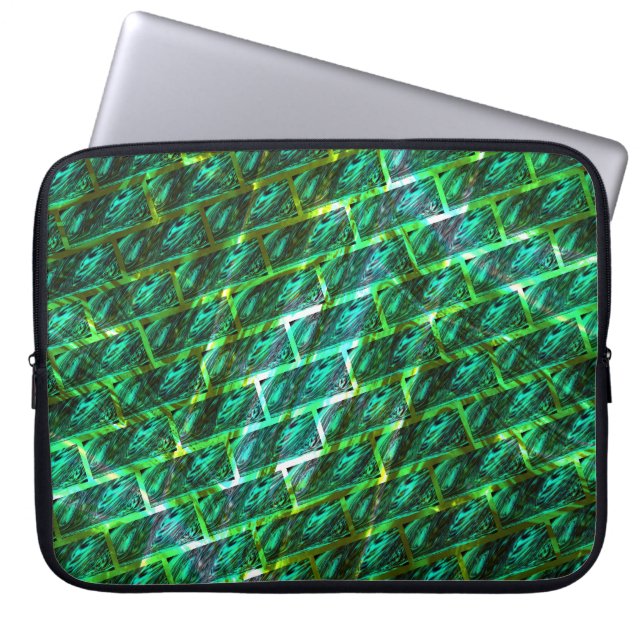 Groen gekleurd, raster- of leuningbakeffect laptop sleeve (Voorkant)