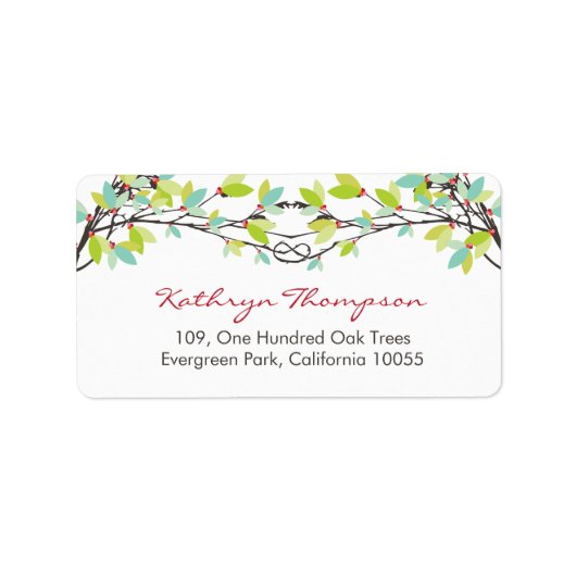 Groen geknoopte Love Trees Spring Wedding Address Etiket (Voorkant)