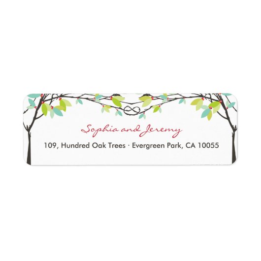 Groen geknoopte Love Trees Spring Wedding Address Etiket (Voorkant)