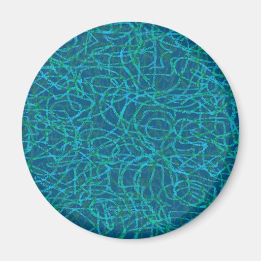 Groen gekrabbeld lijnpatroon magneet (Voorkant)