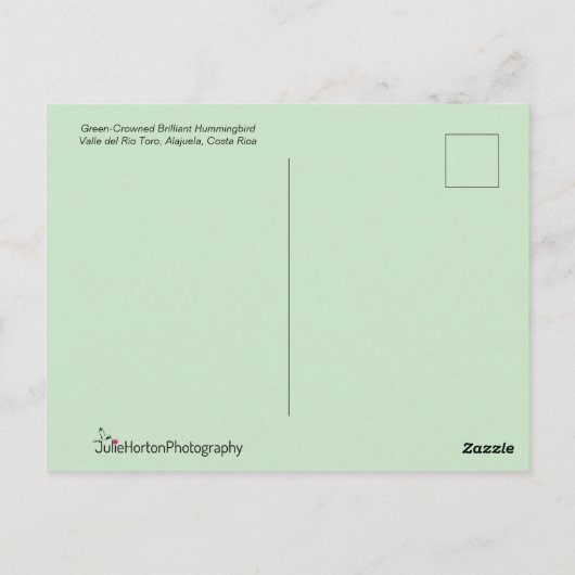 Groen gekruide briljante vogelvlucht briefkaart (Achterkant)