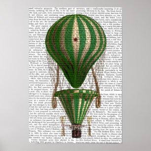 Groen gelaagde warmluchtballon poster