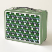 Groen gelanceerd Bowls Patroon, Metal Lunch Box (Achterkant)
