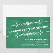 Groen gelanteerde Chalkboard Holiday Party nodigt  Kaart (Voorkant / Achterkant)