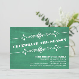 Groen gelanteerde Chalkboard Holiday Party nodigt  Kaart