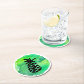 Groen Gele Ananas Ronde Kartonnen Onderzetter (Insitu)