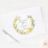 Groen Gele Bloemen Dank u Ronde Sticker (Envelop)