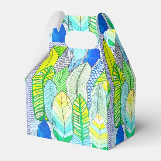 Groen gele kompassen Modern Tropische Boho verlaat Bedankdoosjes (Achterkant)