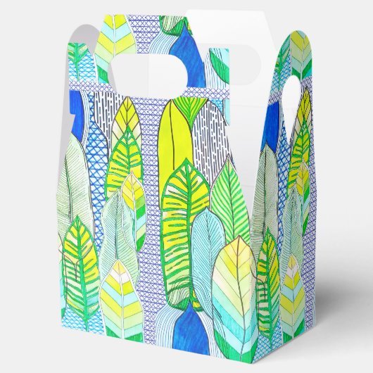 Groen gele kompassen Modern Tropische Boho verlaat Bedankdoosjes (Geopend)