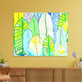 Groen gele kompassen Modern Tropische Boho verlaat Canvas Afdruk (Insitu (Woonkamer))