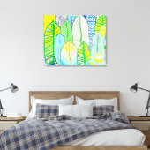 Groen gele kompassen Modern Tropische Boho verlaat Canvas Afdruk (Insitu (Slaapkamer))