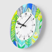 Groen gele kompassen Modern Tropische Boho verlaat Grote Klok (Hoek)