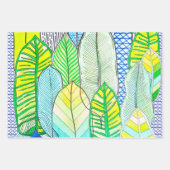 Groen gele kompassen Modern Tropische Boho verlaat Inpakpapier Vel (Voorkant)