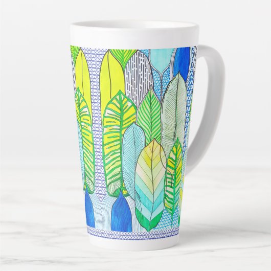 Groen gele kompassen Modern Tropische Boho verlaat Latte Mok (Rechterhoek)