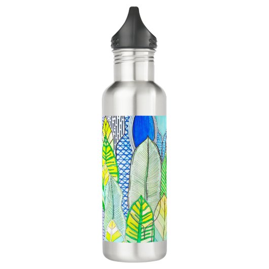 Groen gele kompassen Modern Tropische Boho verlaat Waterfles (Links)