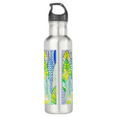 Groen gele kompassen Modern Tropische Boho verlaat Waterfles (Achterkant)