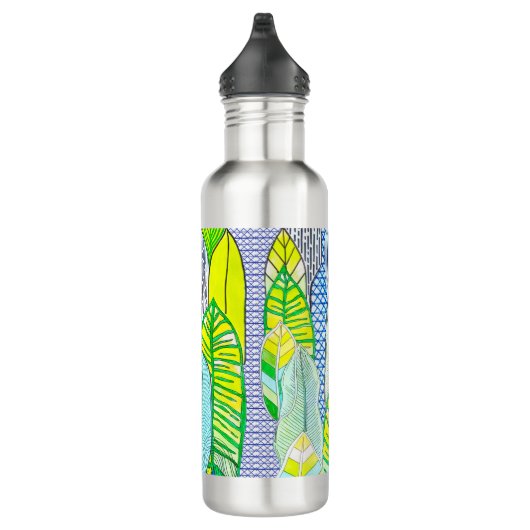 Groen gele kompassen Modern Tropische Boho verlaat Waterfles (Rechts)