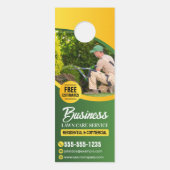 Groen & Gele Lawn Care Landscaping Maaien Deurhanger (Voorkant)