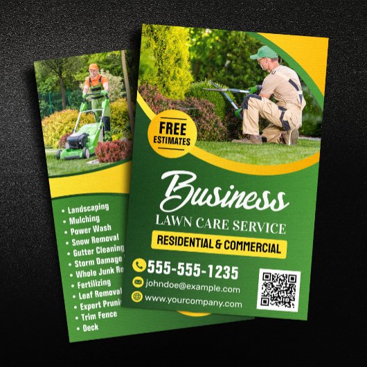 Groen & Gele Lawn Care Landscaping Maaien Flyer