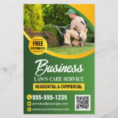 Groen & Gele Lawn Care Landscaping Maaien Flyer (Voorkant)