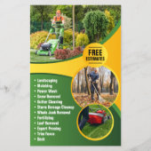 Groen & Gele Lawn Care Landscaping Maaien Flyer (Achterkant)