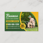 Groen & Gele Lawn Care Landscaping Maaien Visitekaartje (Voorkant)