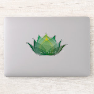 Groen gele Lotus Flower Art elegant Unieke Yoga Sticker