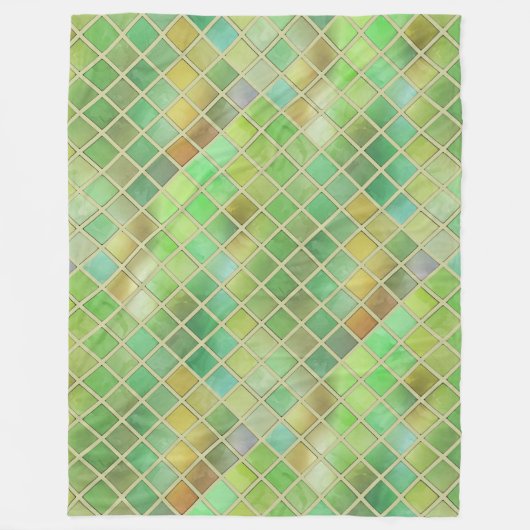 Groen gele mozaïekontwerp fleece deken (Voorkant)