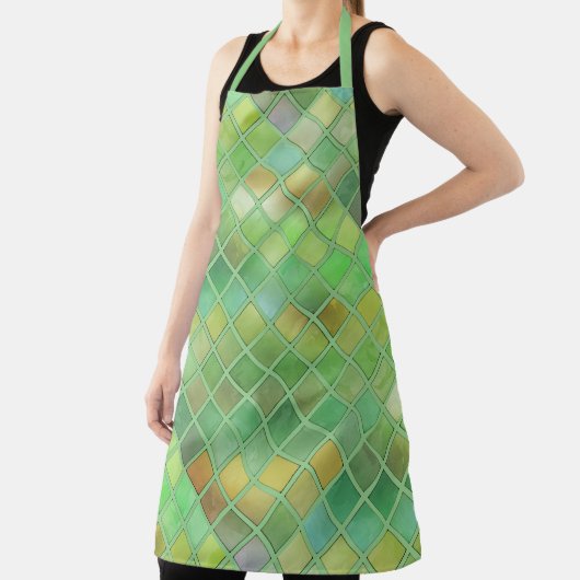 Groen gele mozaïekontwerp schort (Insitu)