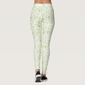 Groen gele Natuur Fern Leaf Patroon op wit Leggings (Achterkant)