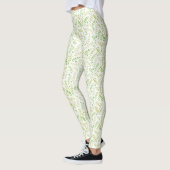 Groen gele Natuur Fern Leaf Patroon op wit Leggings (Links)