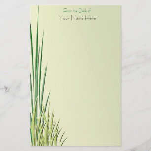 Groen gele Ombre Stalk Grass Border - Eigen naam Briefpapier