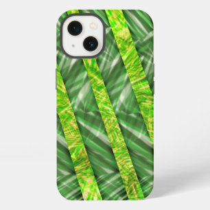 Groen-gele omslag met bamboe-achtige strepen en li iPhone 13 hoesje