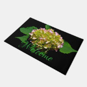 Groen gele roze Hydrangeenroze bloem Deurmat (Schuin)