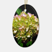 Groen gele roze Hydrangeenroze bloem Keramisch Ornament (Links)