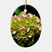 Groen gele roze Hydrangeenroze bloem Keramisch Ornament (Voorkant)