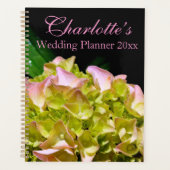 Groen gele roze Hydrangeenroze bloem Planner (Voorkant)