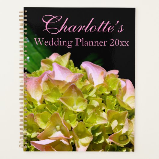 Groen gele roze Hydrangeenroze bloem Planner (Voorkant)