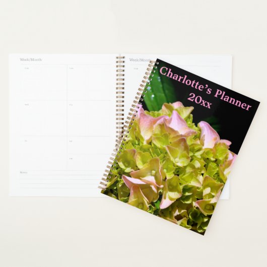 Groen gele roze Hydrangeenroze bloem Planner (Display)